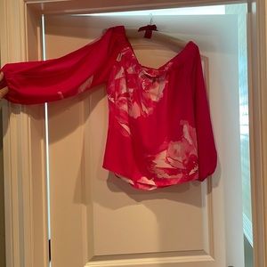 Hot pink and white off shoulder top